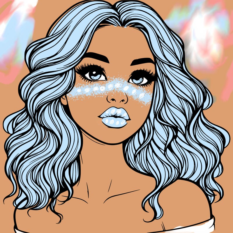 realistic girl with wavy hair and lips