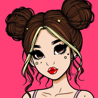 realistic girl with space buns