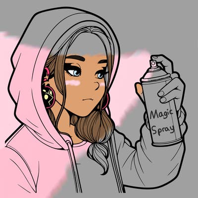 a realistic girl, spray painting