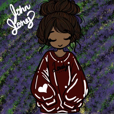 girl with baggy sweatshirt and messy bun