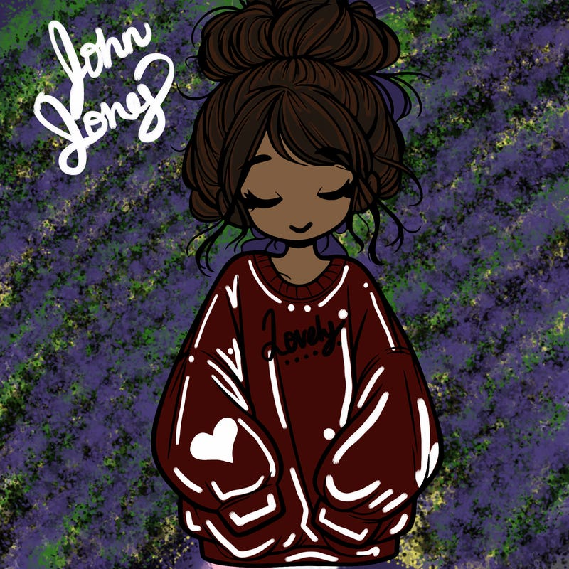 girl with baggy sweatshirt and messy bun