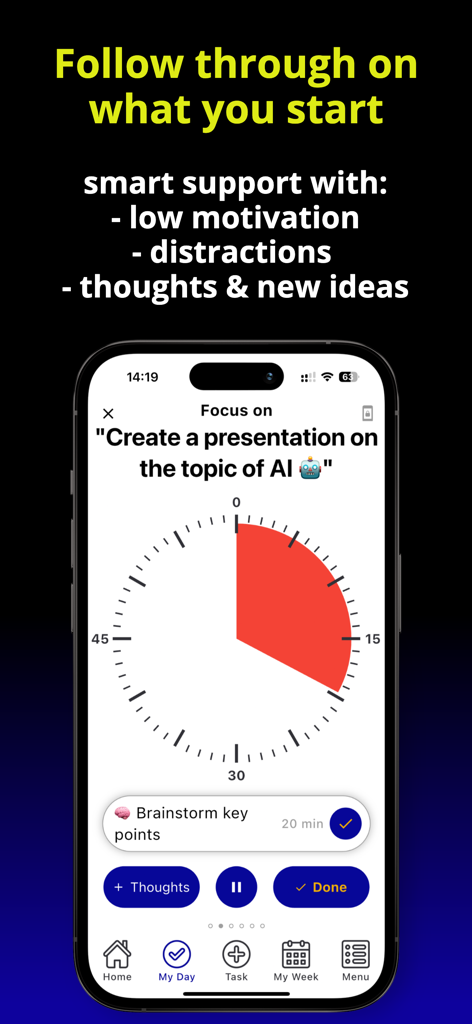ADHD Easy-Do your ADHD Planner - ADHD Easy Do focus timer with visual clock and task progress