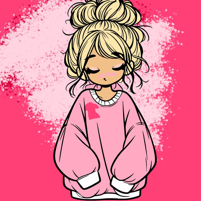 girl with baggy sweatshirt and messy bun