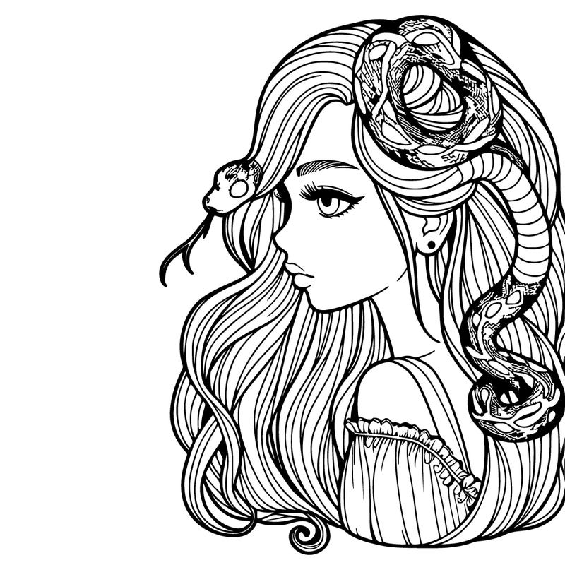 girl with snake hair realistic