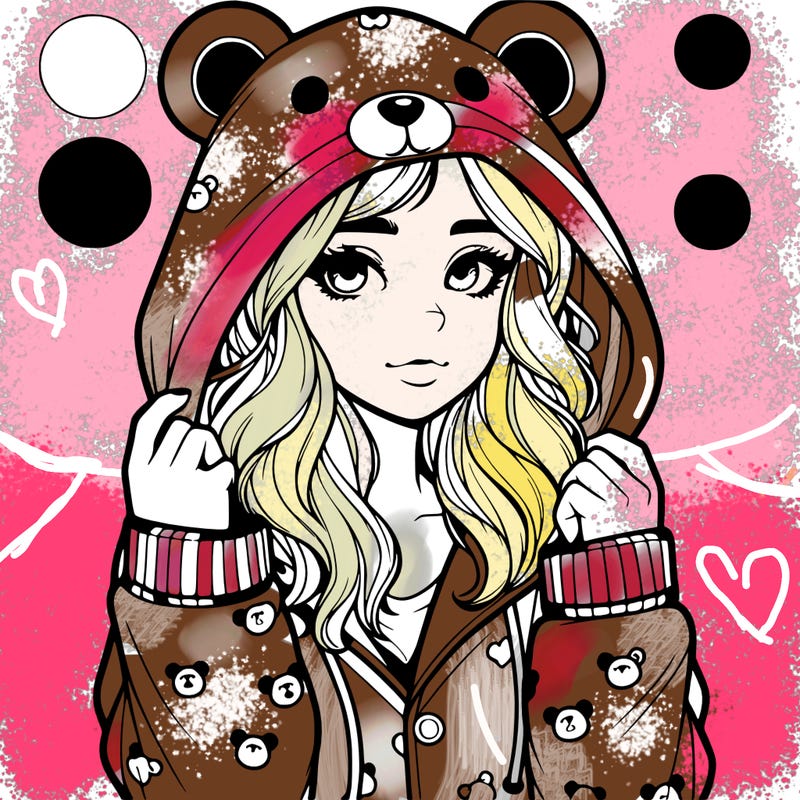 realistic girl in a animal pjs hoodie