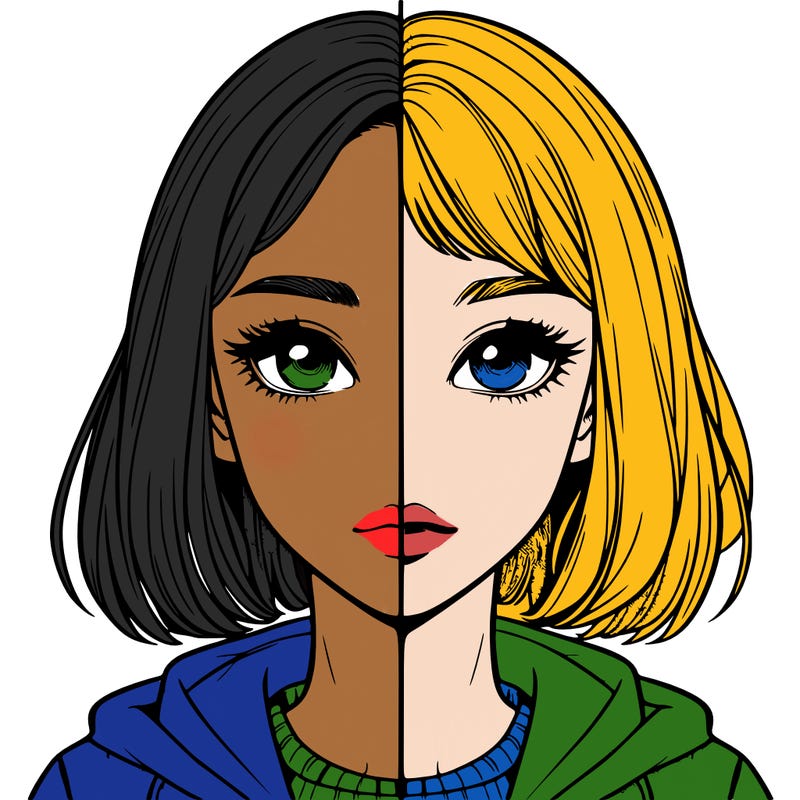 split realistic girl