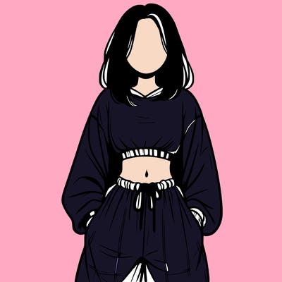 realistic girl faceless with baggy pants and a crop top