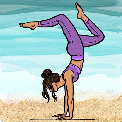 a woman doing a handstand