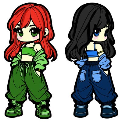 girl in crop top and baggy pants