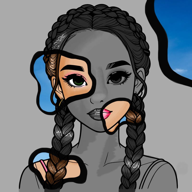 realistic girl with braids