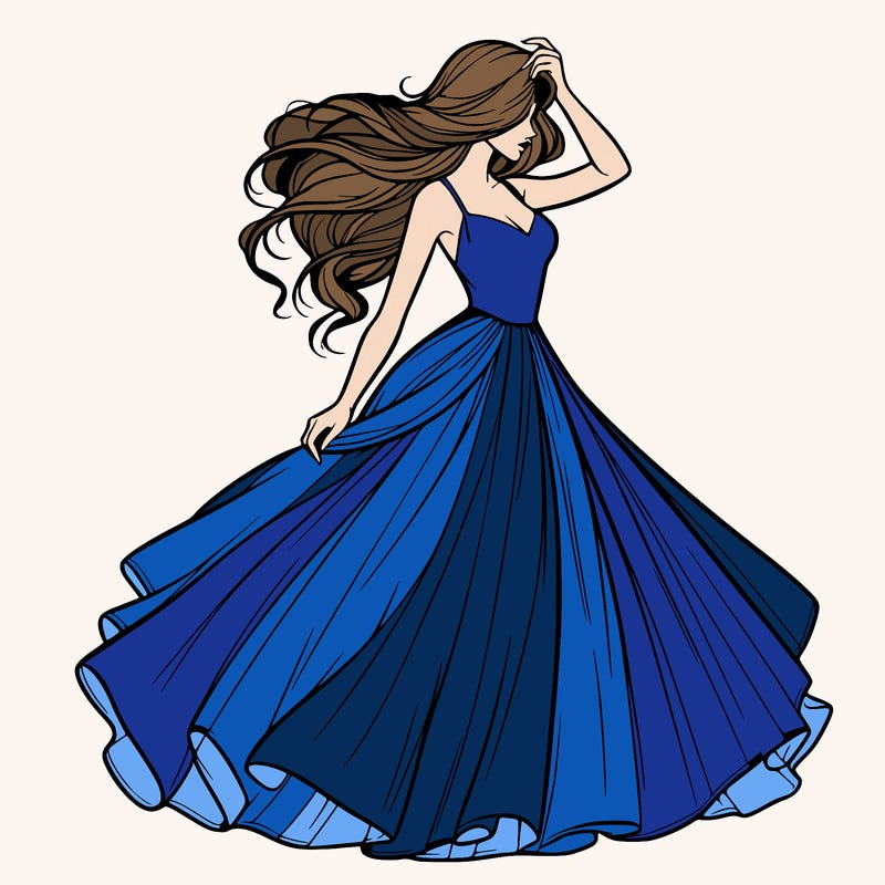 realistic woman with dress flowing in the wind