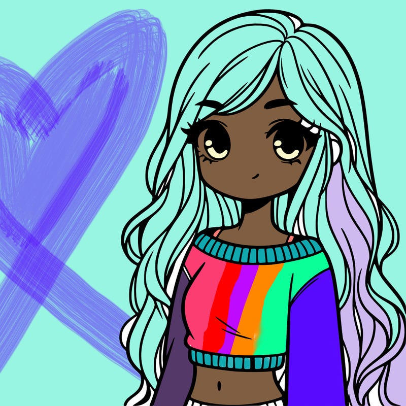 girl with long hair and a crop top with a sweater