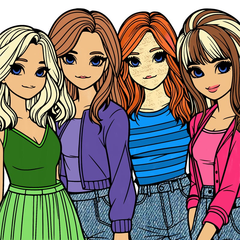 a group of girls realistic