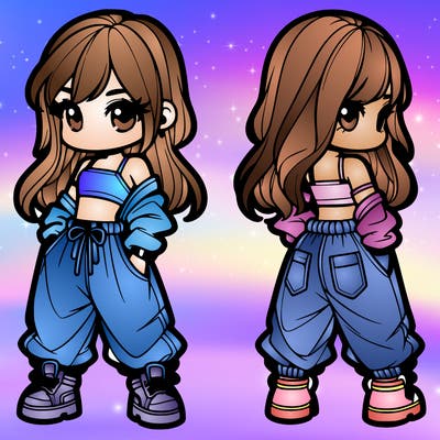 girl in crop top and baggy pants