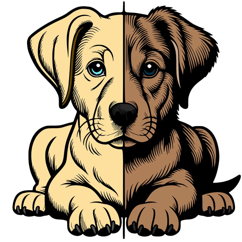 realistic dog split picture