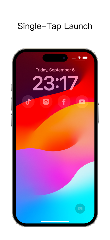 Tela de bloqueio do iPhone com widgets de atalho de aplicativos para lançamento rápido