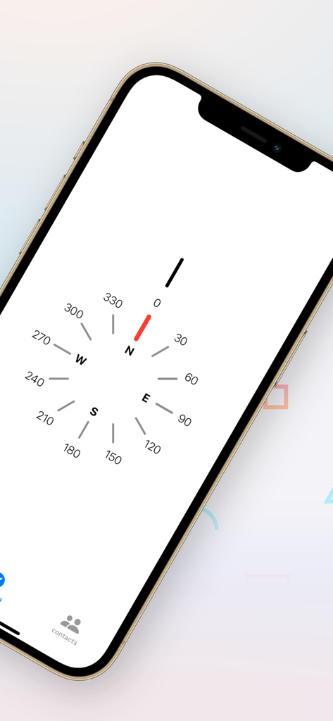 Pantalla de brújula digital en la aplicación Mapa del Lago Squam para navegación náutica