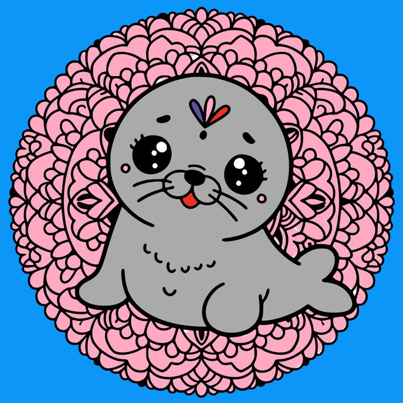 a cute baby seal mandala