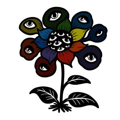 creepy flower with multiple eyes