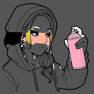 a realistic girl, spray painting