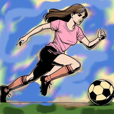 realistic woman playing soccer