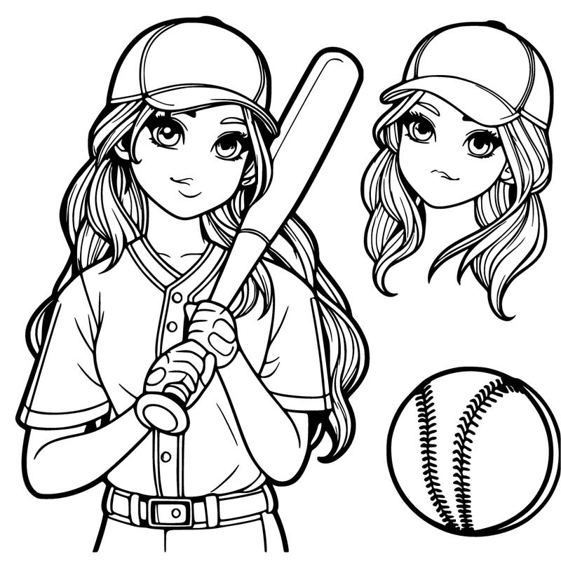 realistic girl softball player