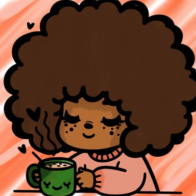 girl with afro drinking hot cocoa