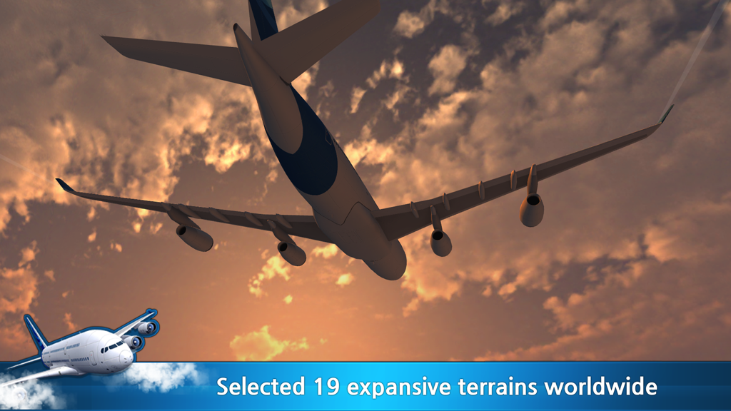 Un avion de ligne volant à travers un ciel de coucher de soleil orange nuageux dans Easy Flight simulator