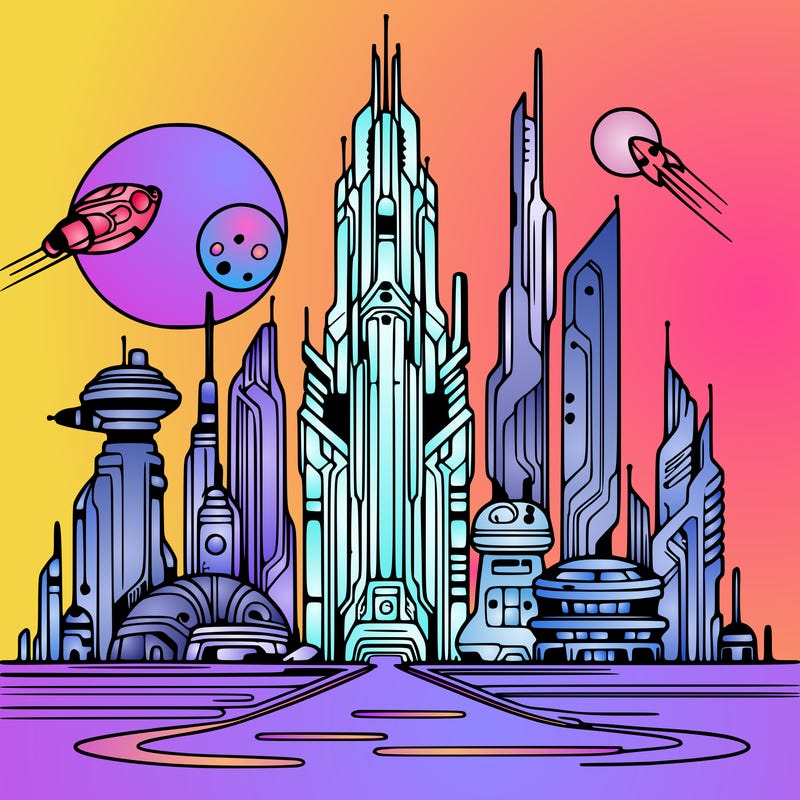 futuristic city%2c very thin lines
