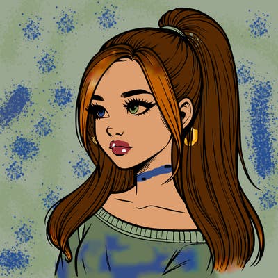 realistic girl with a high ponytail