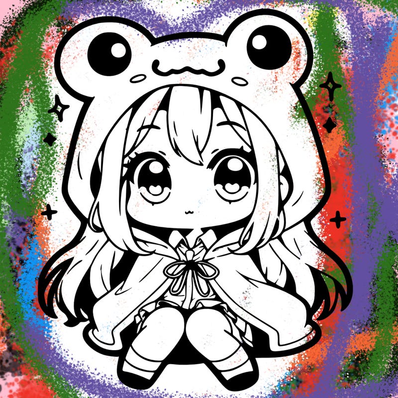 chibi girl with frog hoodie