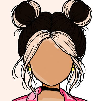 realistic girl with buns on the top of her hair
