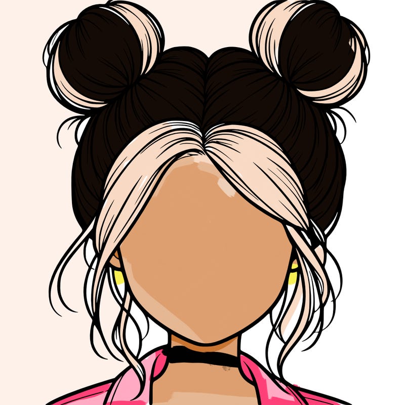 realistic girl with buns on the top of her hair