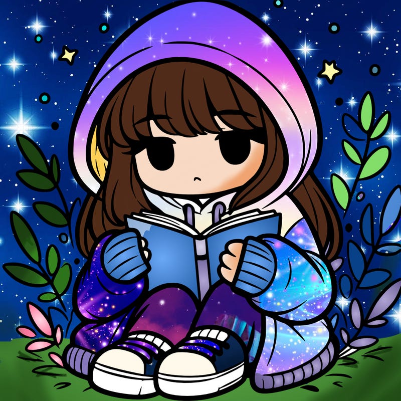 girl in oversized hoodie reading a book