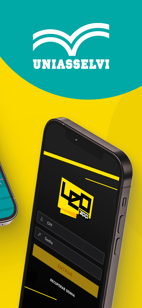 Login screen of the UNIASSELVI Leo App on a smartphone