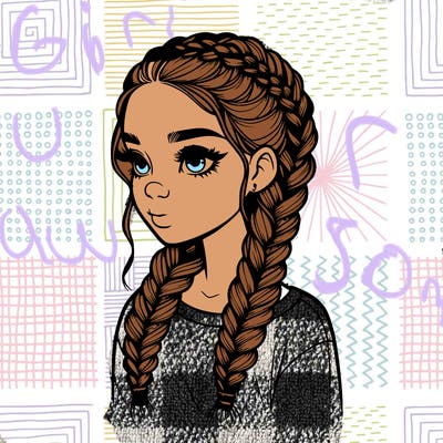 realistic girl with braids