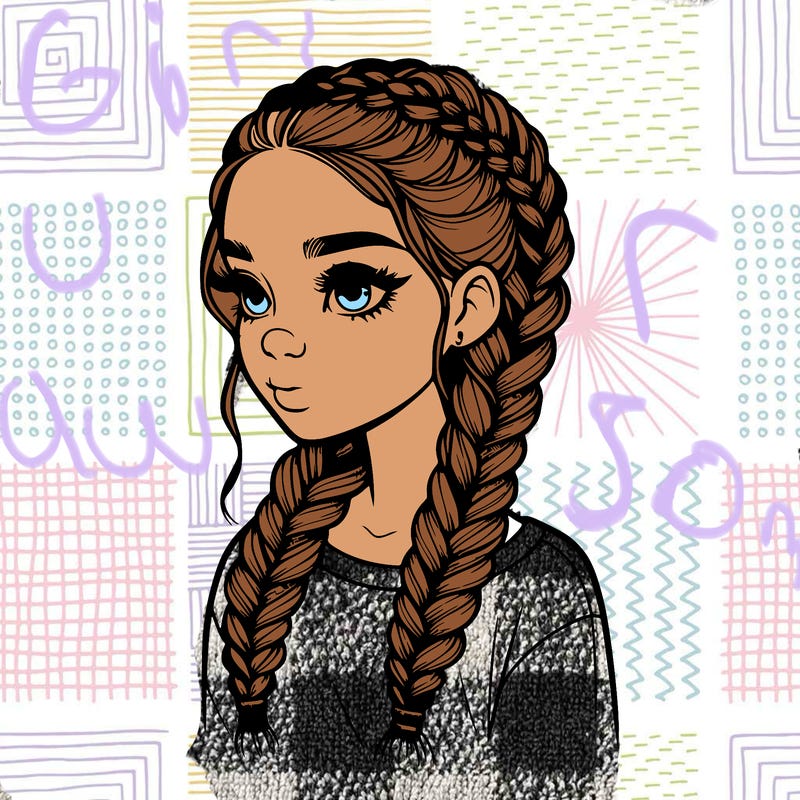 realistic girl with braids