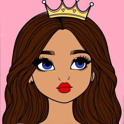 a realistic girl with a crown on
