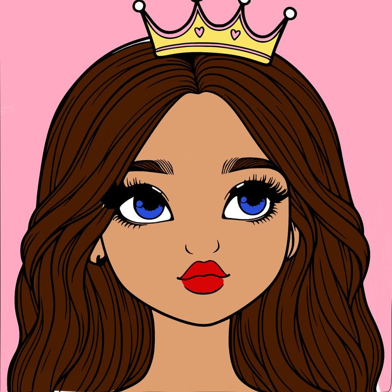 a realistic girl with a crown on