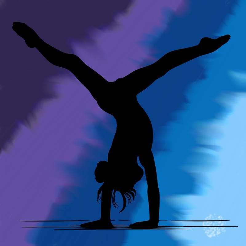 realistic gymnastic hand stand girl in four splits