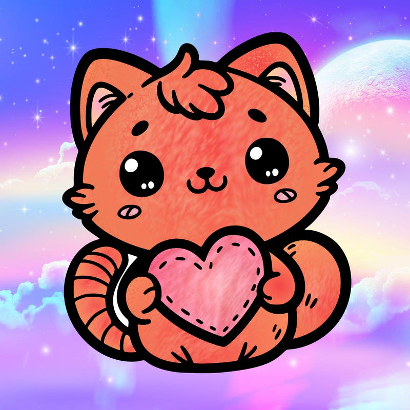 baby cat holding a heart