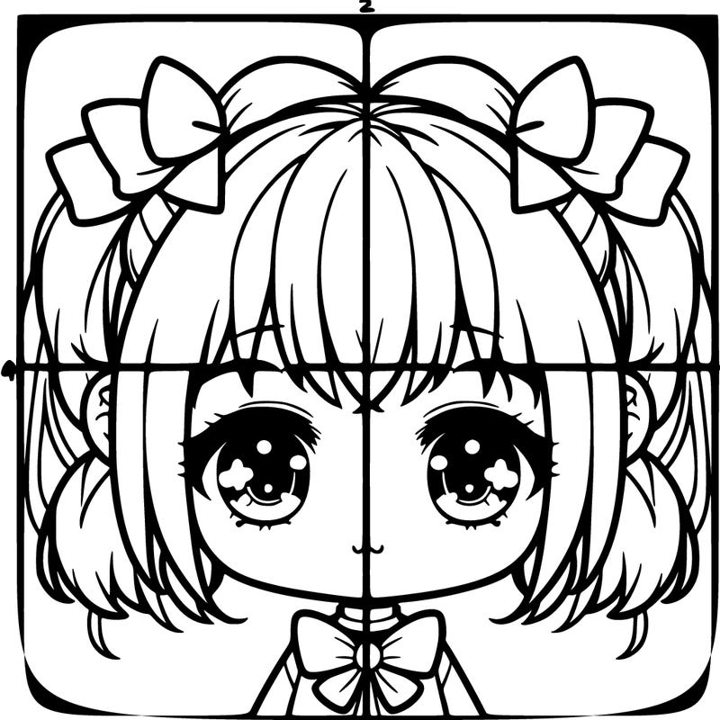 a cute anime girl split into four sides