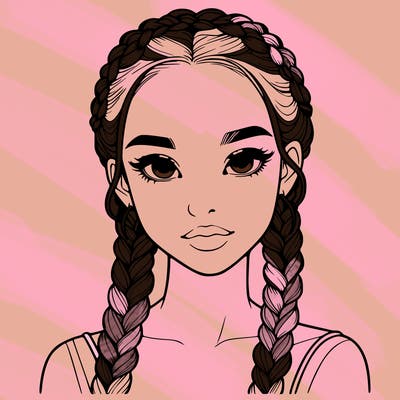 realistic girl with braids