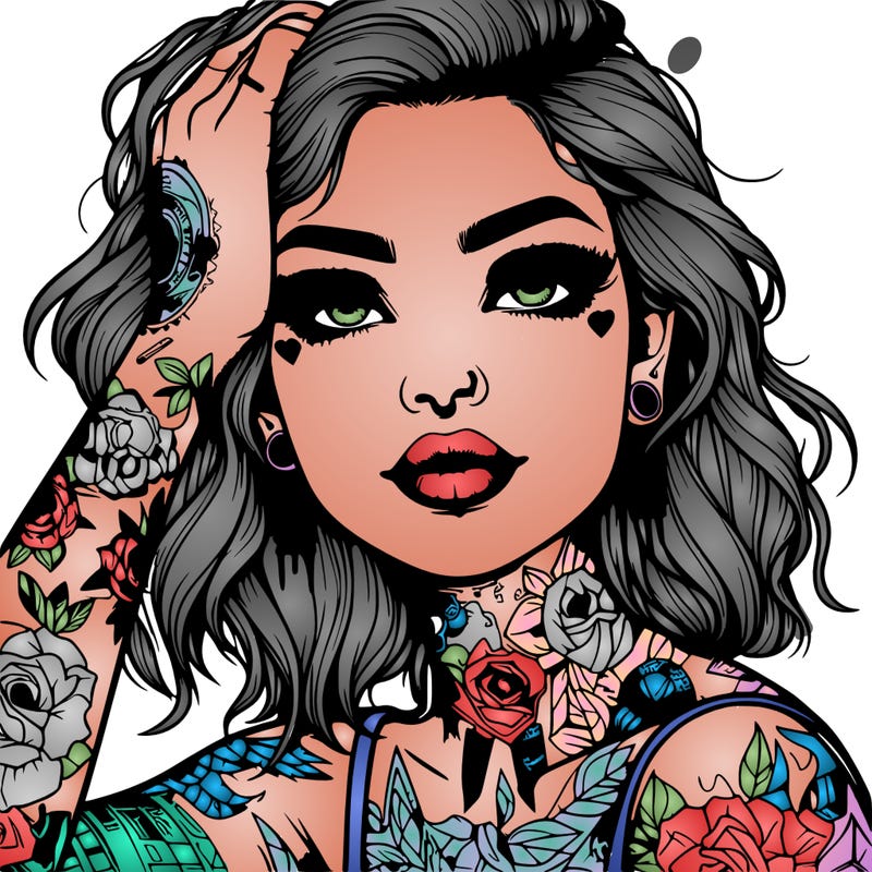 realistic girl with tattoos all over