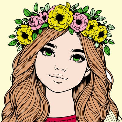 realistic girl with flower crown