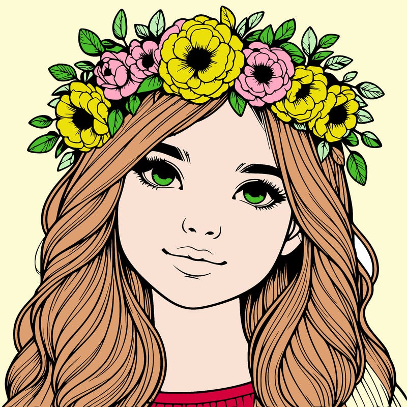 realistic girl with flower crown