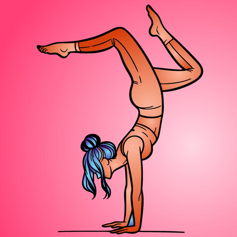 a woman doing a handstand