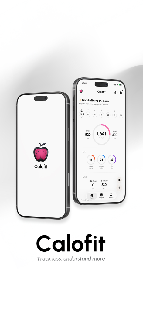 Calofit - AI Food Tracker - Calofit AI food tracker app dashboard displaying calories and macros on a smartphone