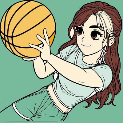 realistic girl playing basketball