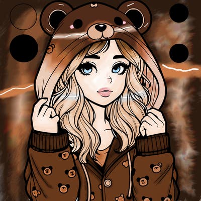 realistic girl in a animal pjs hoodie